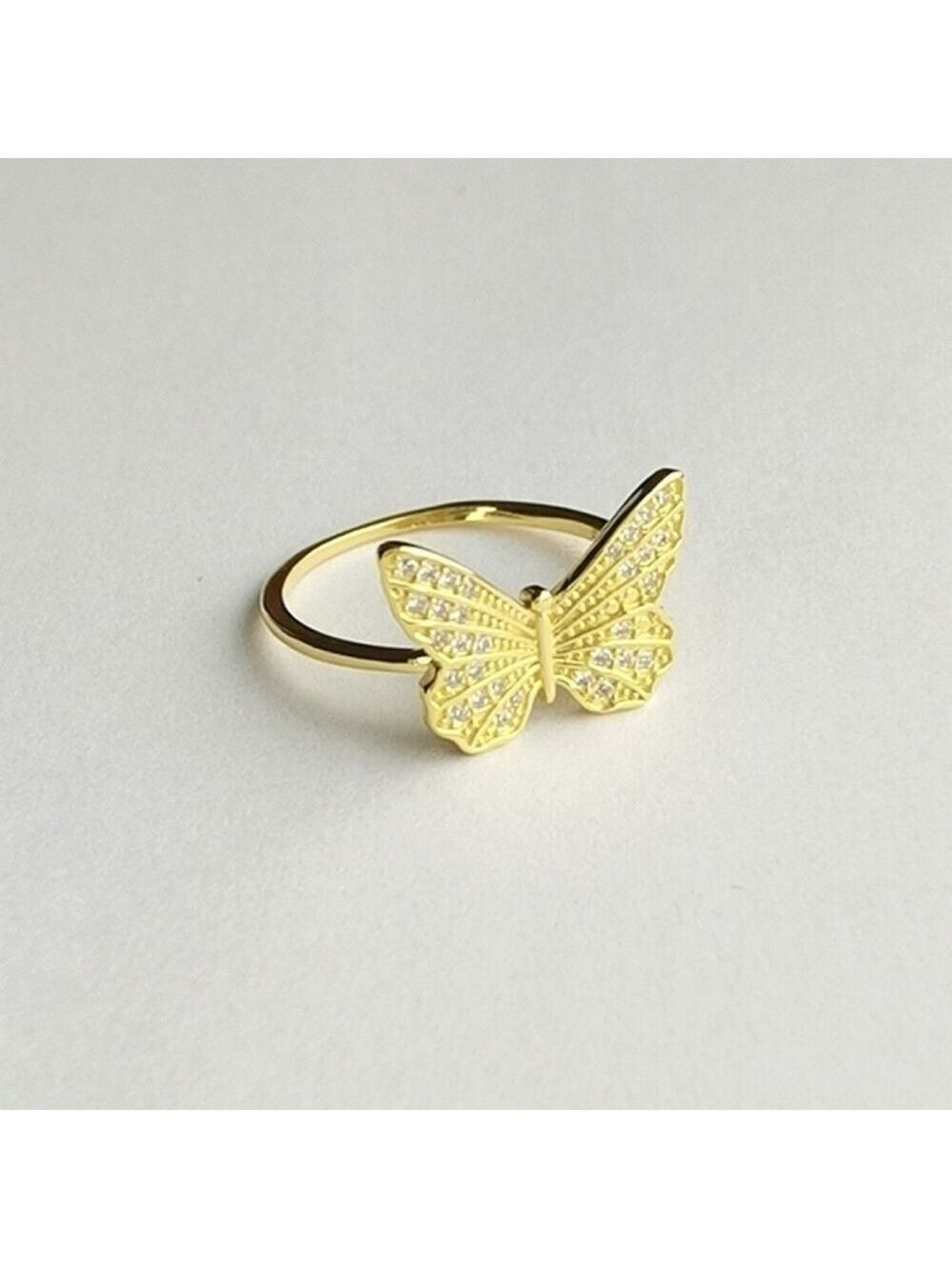 14k gold CZ Butterfly  Ring  size 7